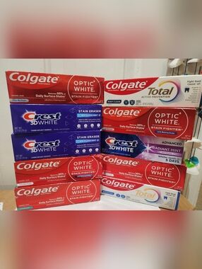 Colgate & Crest Toothpaste Bundle - Red, Blue, White Packaging